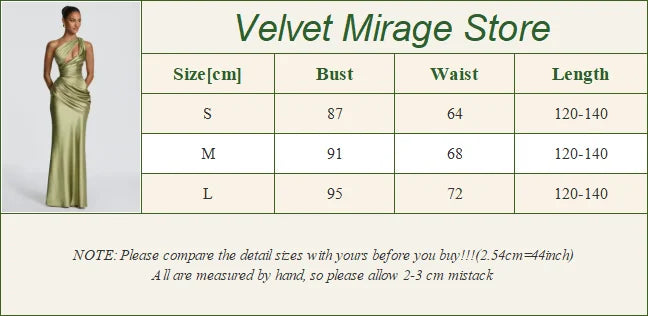 Women Satin One Shoulder Cutout Maxi Dress Elegant Green Ruched Mermaid Slim Fit Flowy Vestido 2026 Lady Summer Evening Dresses