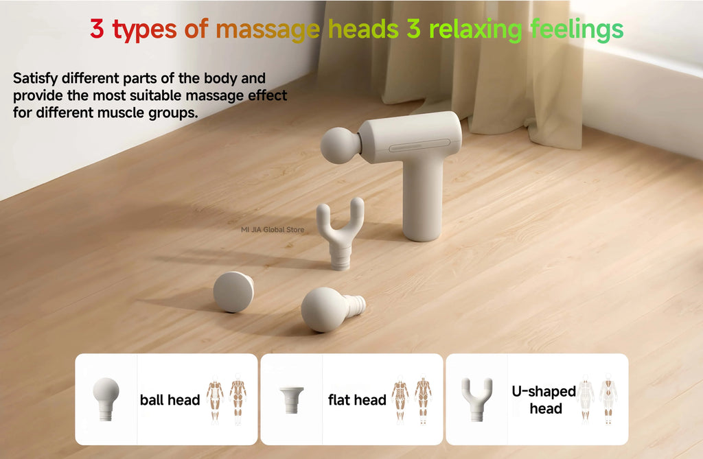 Mijia Mini Fascia Gun 3 Portable Muscle Massage Gun 12kg Thrust Brushless Silent Motor 3 Massager Heads Relax Body