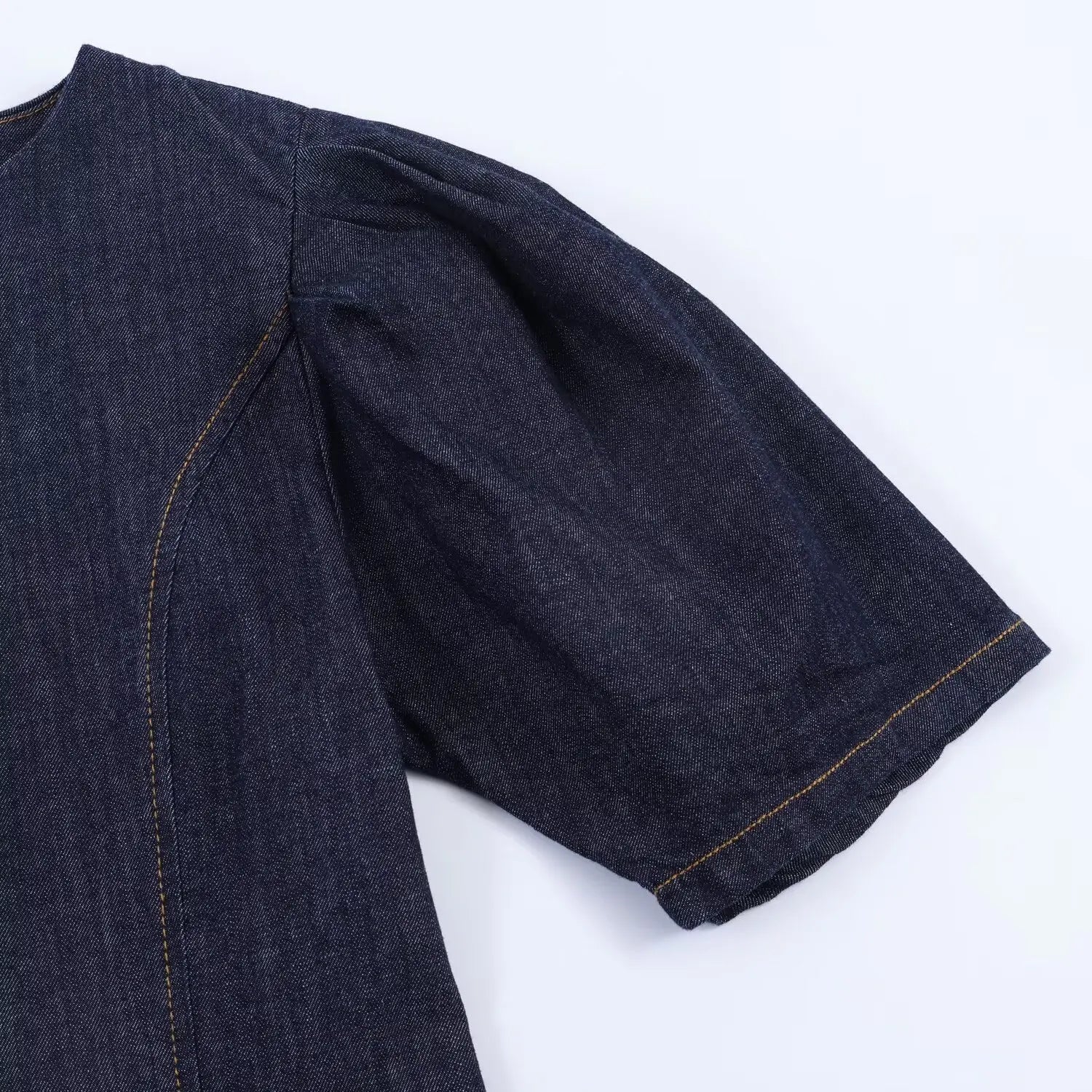 HH Summer Women Fashion O-Neck Bubble Sleeve Denim Dress Back Zipper Sexy Solid Dress Woman Holiday Party Mini 2026 Dress