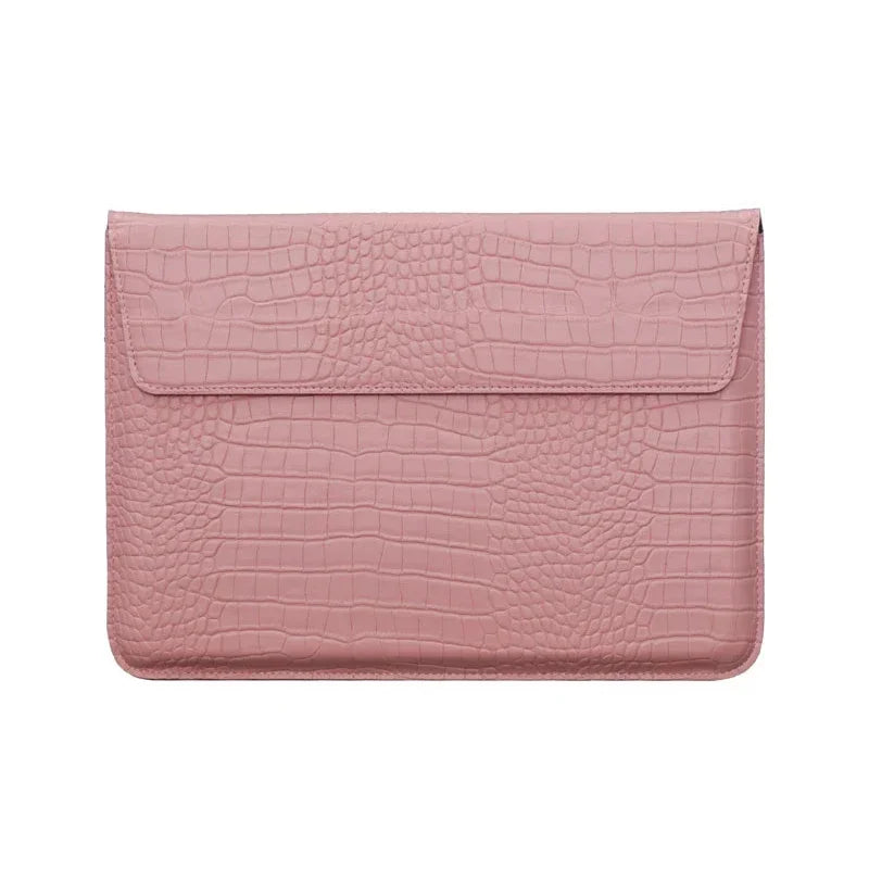 Crocodile Leather Flip Laptop Sleeve For Macbook Neo 13 2026 14 15 16 11 12 Inch HP Lenovo Notebook Pouch Unisex Envelope Sleeve