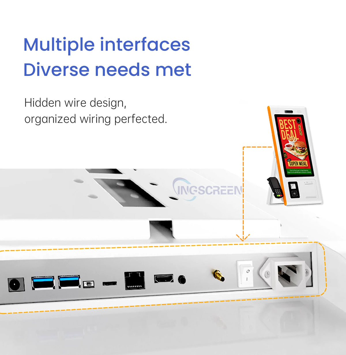 INGSCREEN Interactive Self Service Payment Kiosk Automatic Touch Screen Kiosk Self Ordering Machine for Restaurant