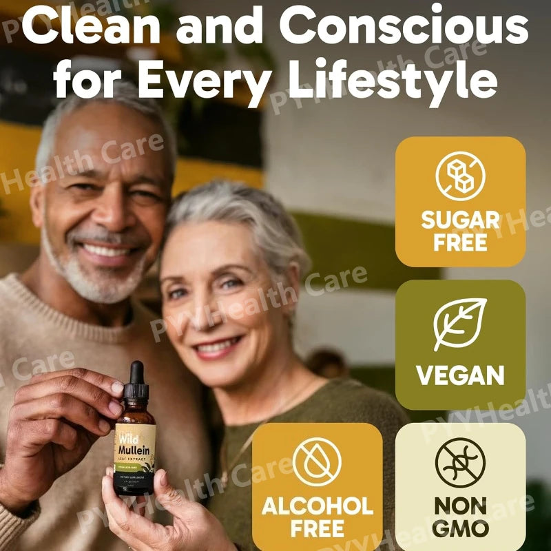 Mullein Drops with Ginger & Lemon for Lung Cleanse and Detox Mullein Leaf Extract for Respiratory Lung Health Detox for Smokers