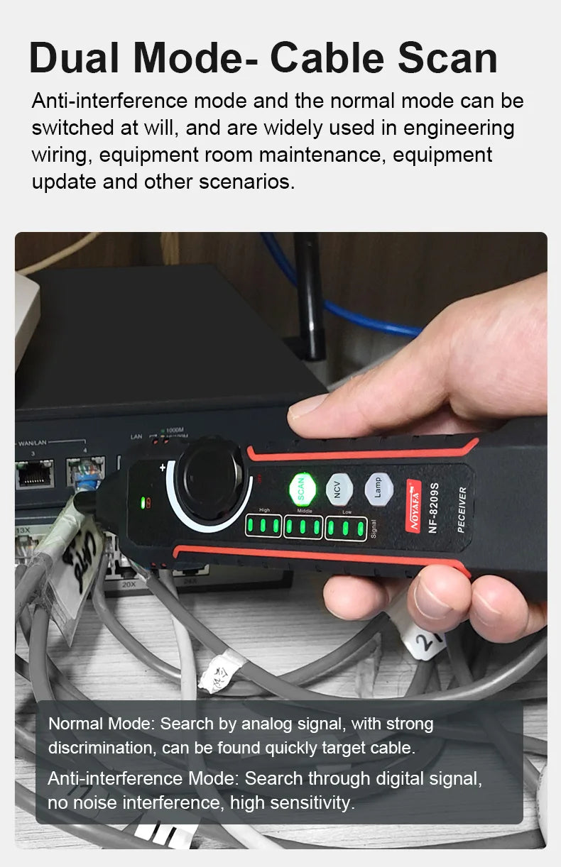 Network Cable Tracker NOYAFA NF-8209S Lan Measure Tester Network Tools LCD Display Measure Length Wiremap Tester Cable Tracker