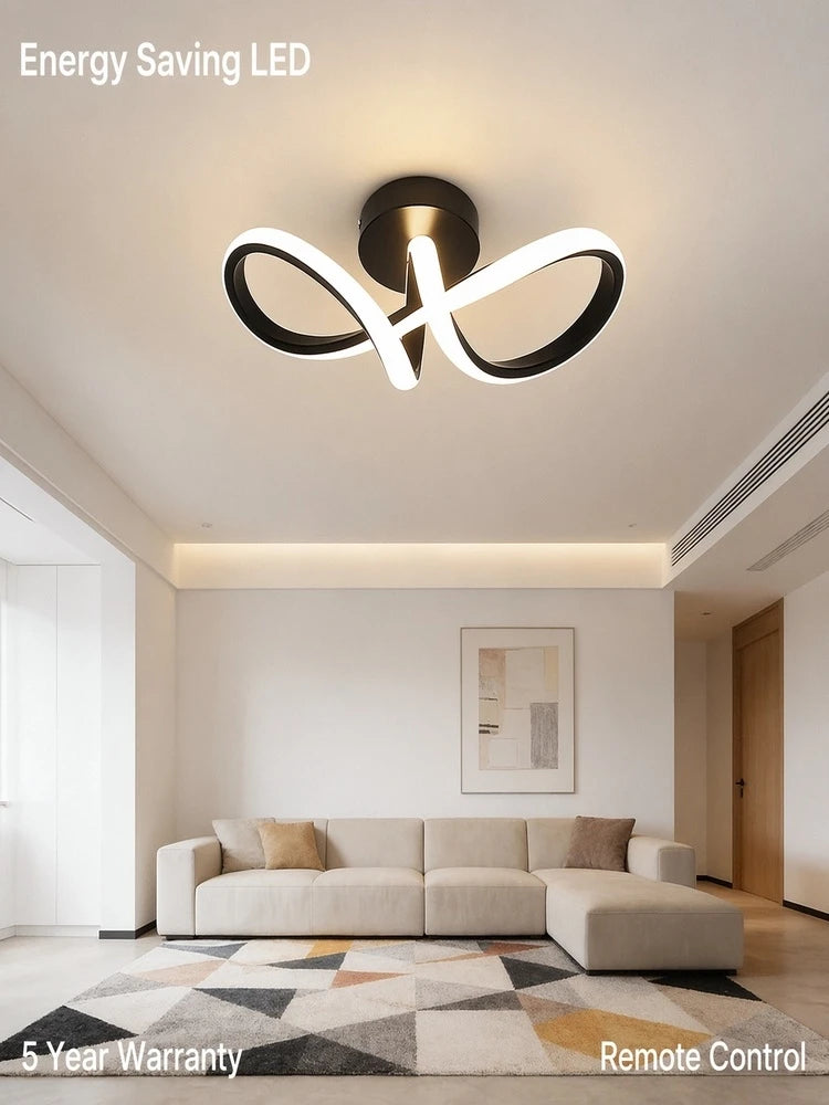 LED Indoor Wavy Ceiling Lights Modern Spiral Wall Lamp 3 Color Fixture For Stairs Living Room Bedroom Aisle Hallway 15W