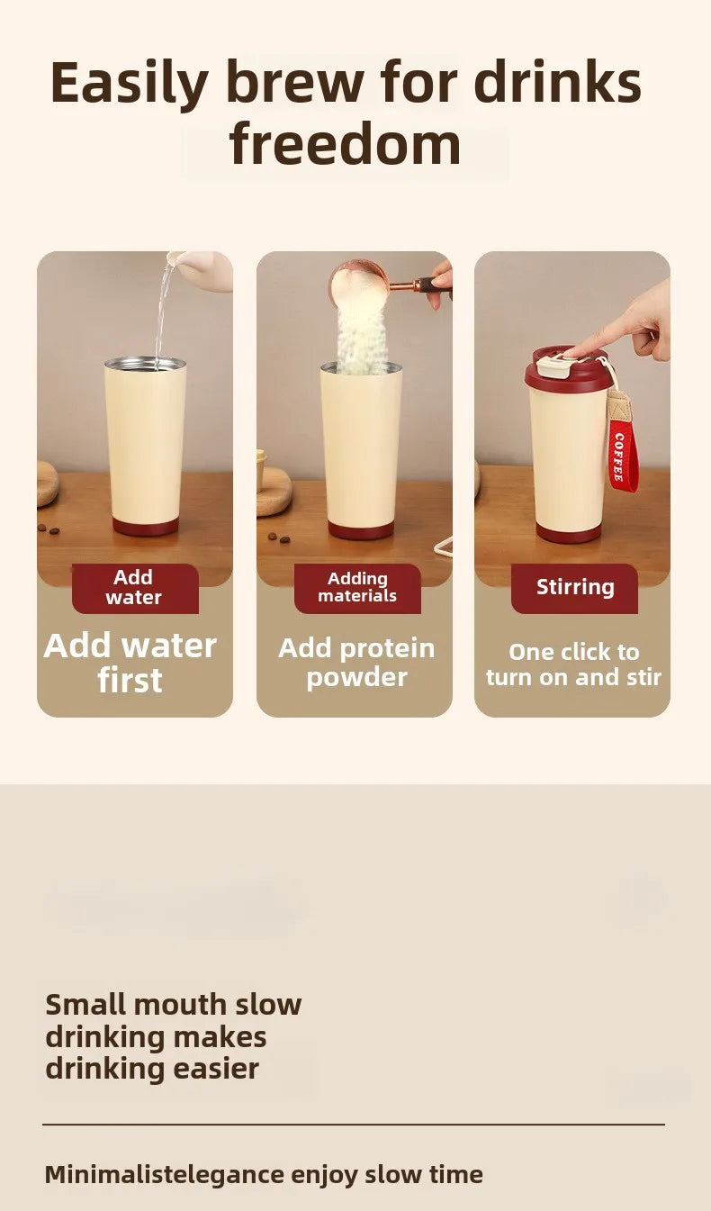 500ml Stainless Steel Coffee Milk Leak Proof Stir Cup Outdoor Office Business Portable Type-C Charge Automatic Self Stirring Mug