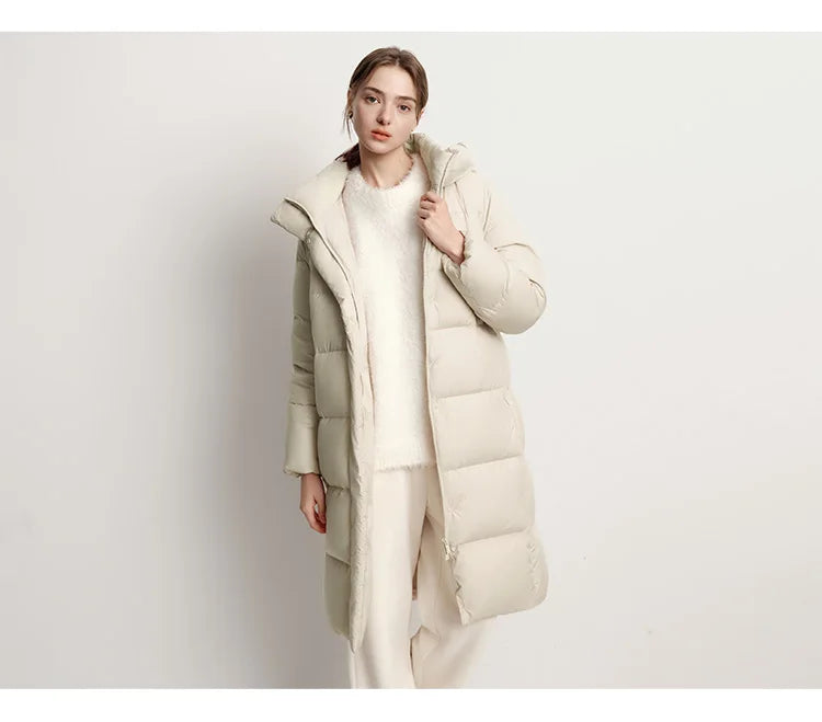 Semir Long Down Jacket Women Waterproof Hooded Coat 2025 Winter New Loose Girls' Jacket Multi-Color Thicken Windbrake Down Coat