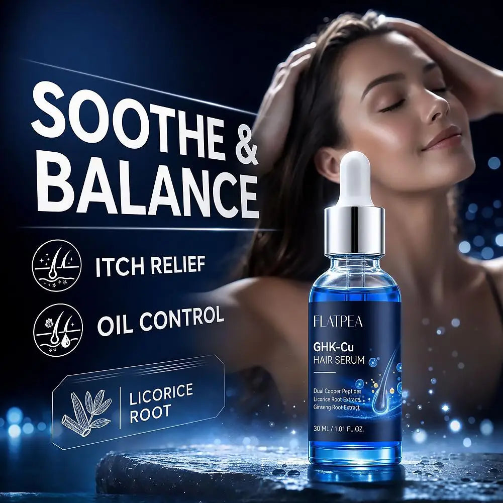 Ghk‑Cu Copper Peptide Hair Serum Fast Absorption Improve Dry Split Plit Hair End Repair Scalp Barrier Root Strengthen Repair