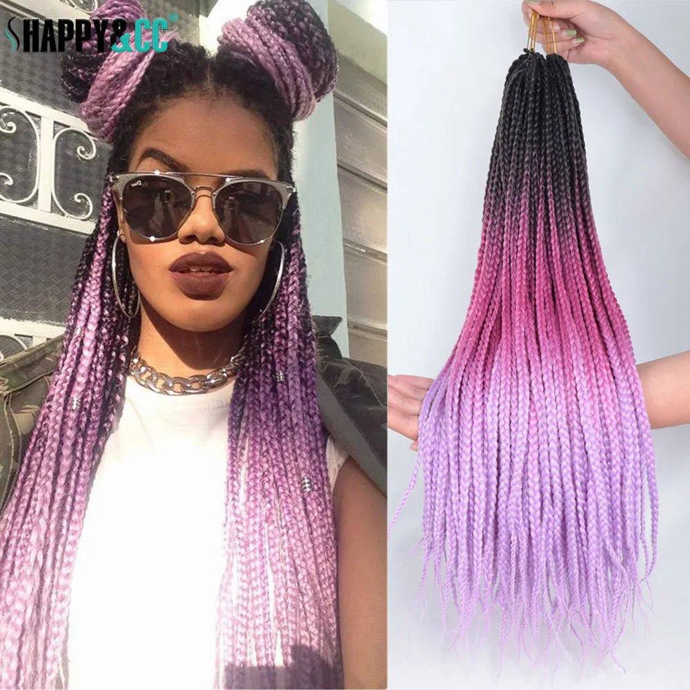 White 3X Box Braids Synthetic Crochet Hair 24Inch Crochet Braiding Hair Extensions Goddess Silver Blonde Braid Pre Looped Hair