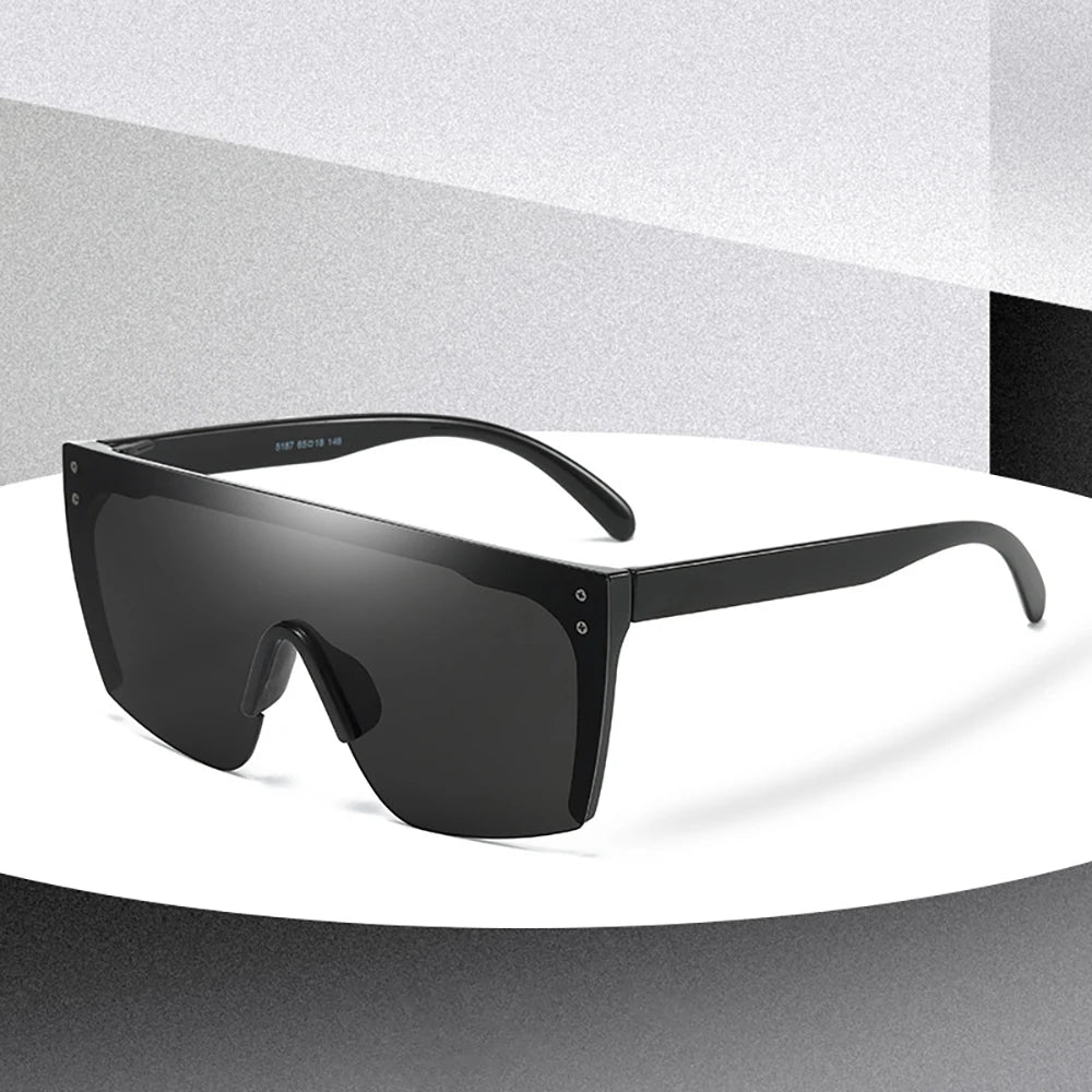 Men's sunglasses Mirrored Oversized Rimless Sun Glasses for Men Women Flat Top Shield Wrap Square UV400