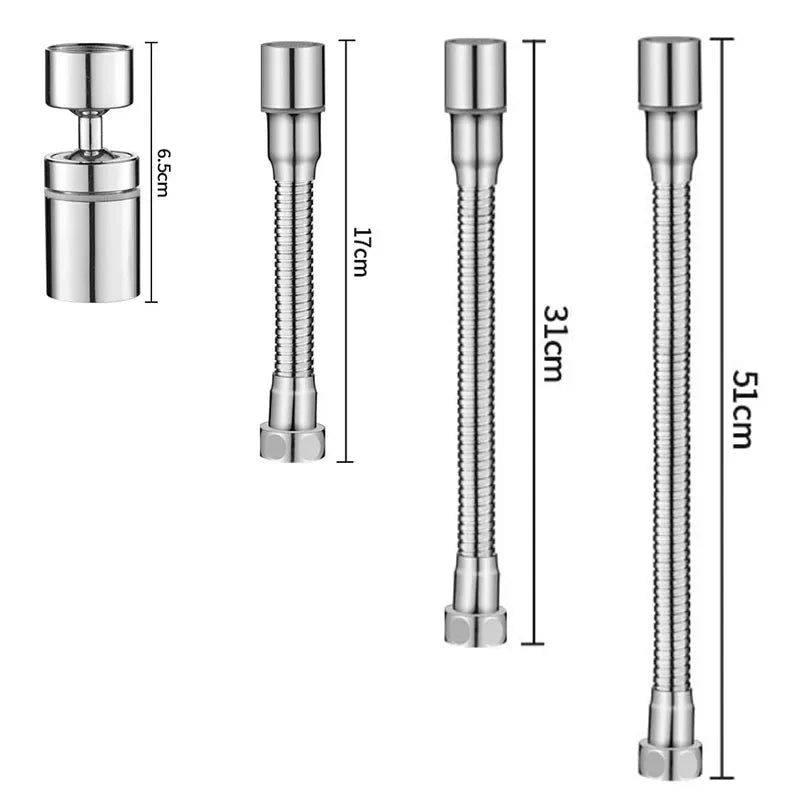 1080° Rotation Stainless Steel Kitchen Faucet Sprinkler Extender Bubbler Water-saving Device Lengthening Splash Sprinkler Spray