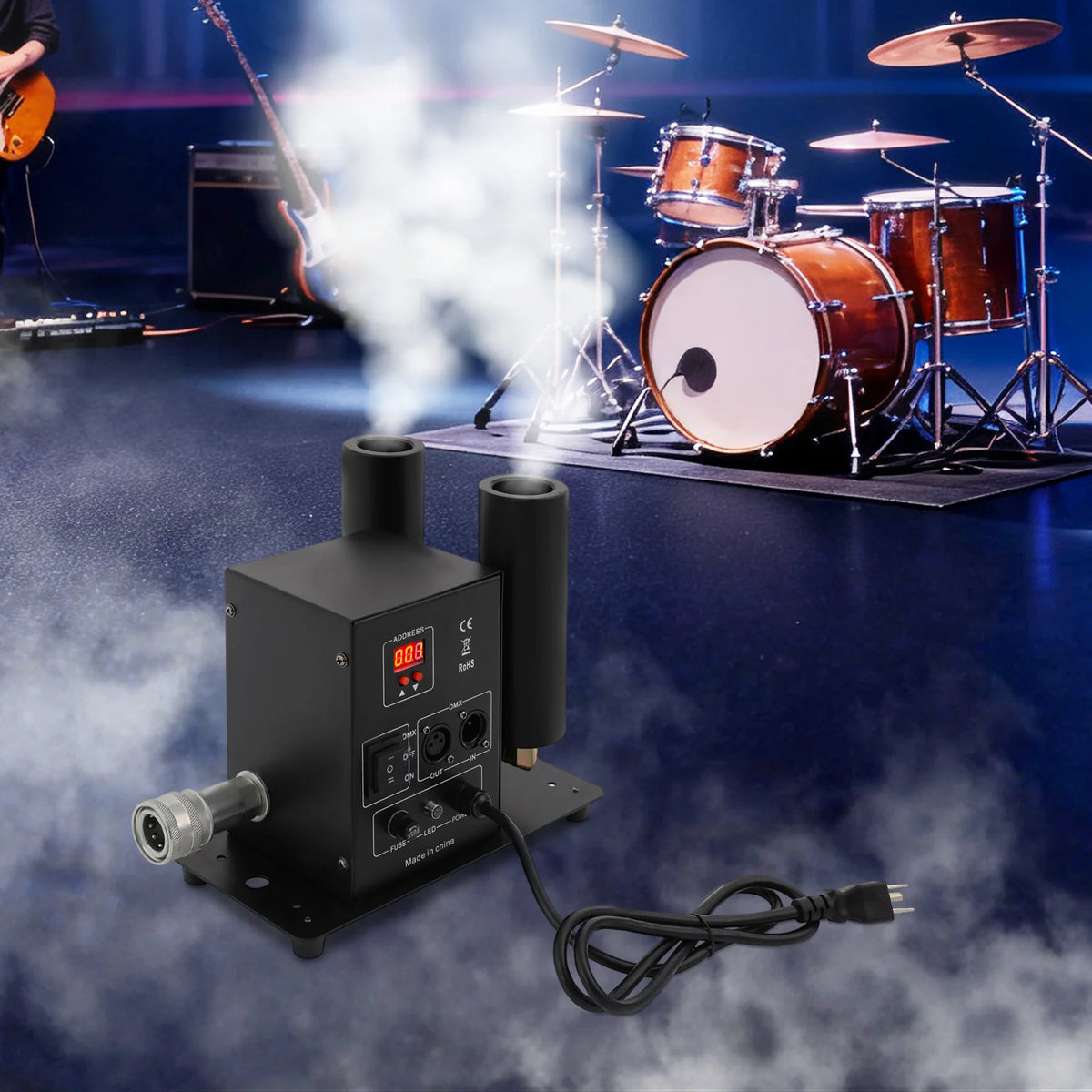 110V 150W Dual‑Head CO₂ Jet Fog Machine, Professional Carbon Dioxide Gas Column Smoke Machine for Stage, Party, Event Effects