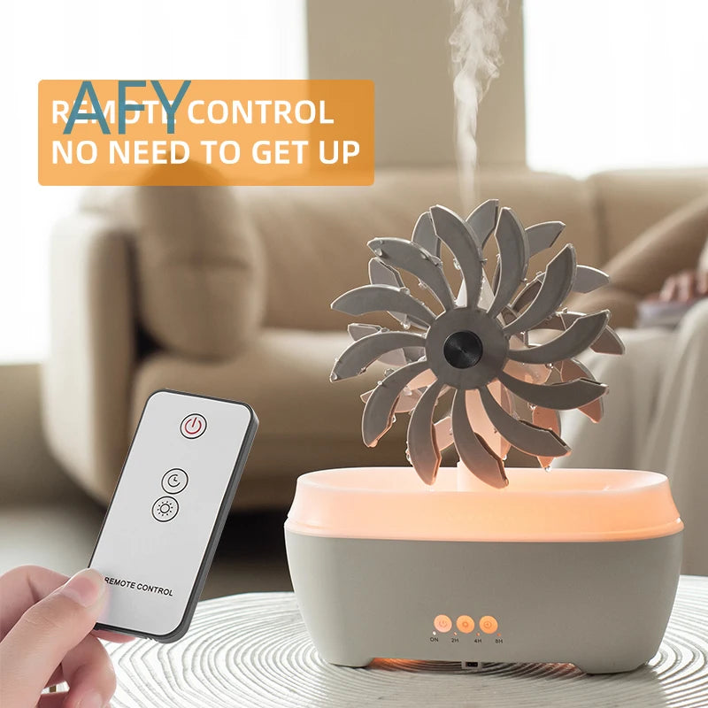 Hot Selling Windmill Aromatic 7 LED Color Air Humidifier for Home Portable Ultrasonic Rain Drop Aroma Diffuser for Bedroom