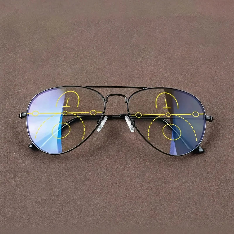 UV Sun Photochromic Progressive Reading Glasses for Women Men Multifocal Anti-Blue Light Outdoor Shade The Sun Hyperopia Eyeglas
