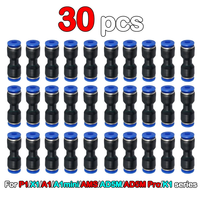 5/10pcs for Bambu Lab PTFE Tube Pneumatic Connector 3D Printer X1 X1C P1P P1S A1 1.75mm Filament Extruder 3D Printer Parts