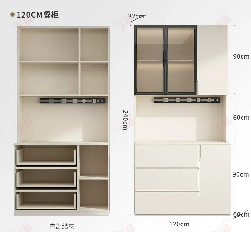 LTT Simple Modern Side Cabinet Embedded Refrigerator Cabinet Kitchen Living Room Locker