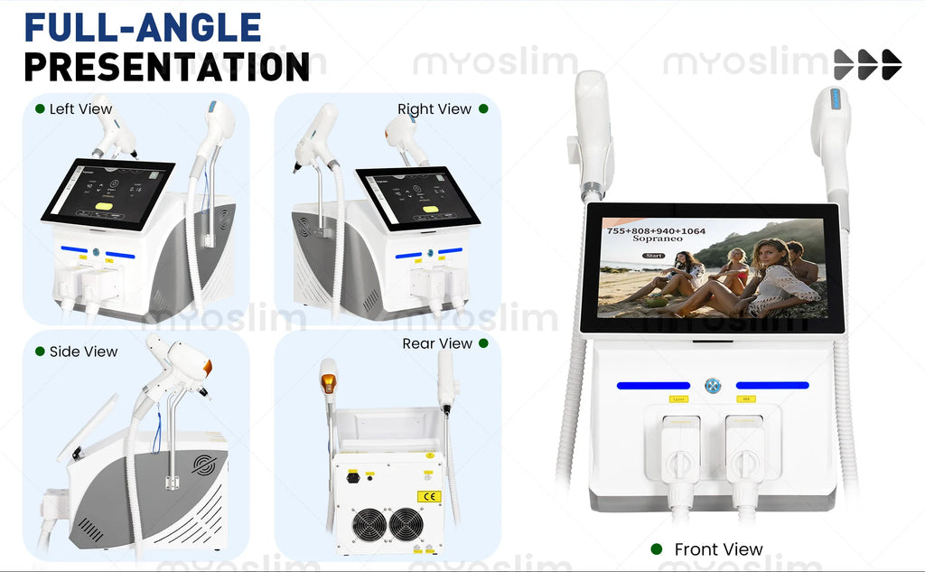 Myoslim 2In1 FAC 10Bars Diode 808 Lase Hair Removal Machin Picosecond Tattoo Removal Machine 4Wavelength Skin Rejuvenation
