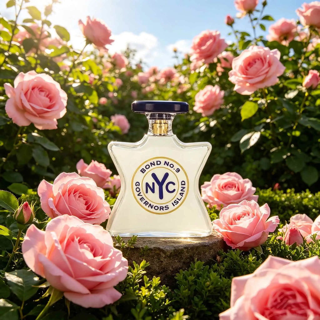 Luxury niche NYC unisex perfume | Governors Island warm woody incense. Minimalist cream star bottle with premium texture, suits all genders & outfits, creates casual metropolitan charm effortlessly