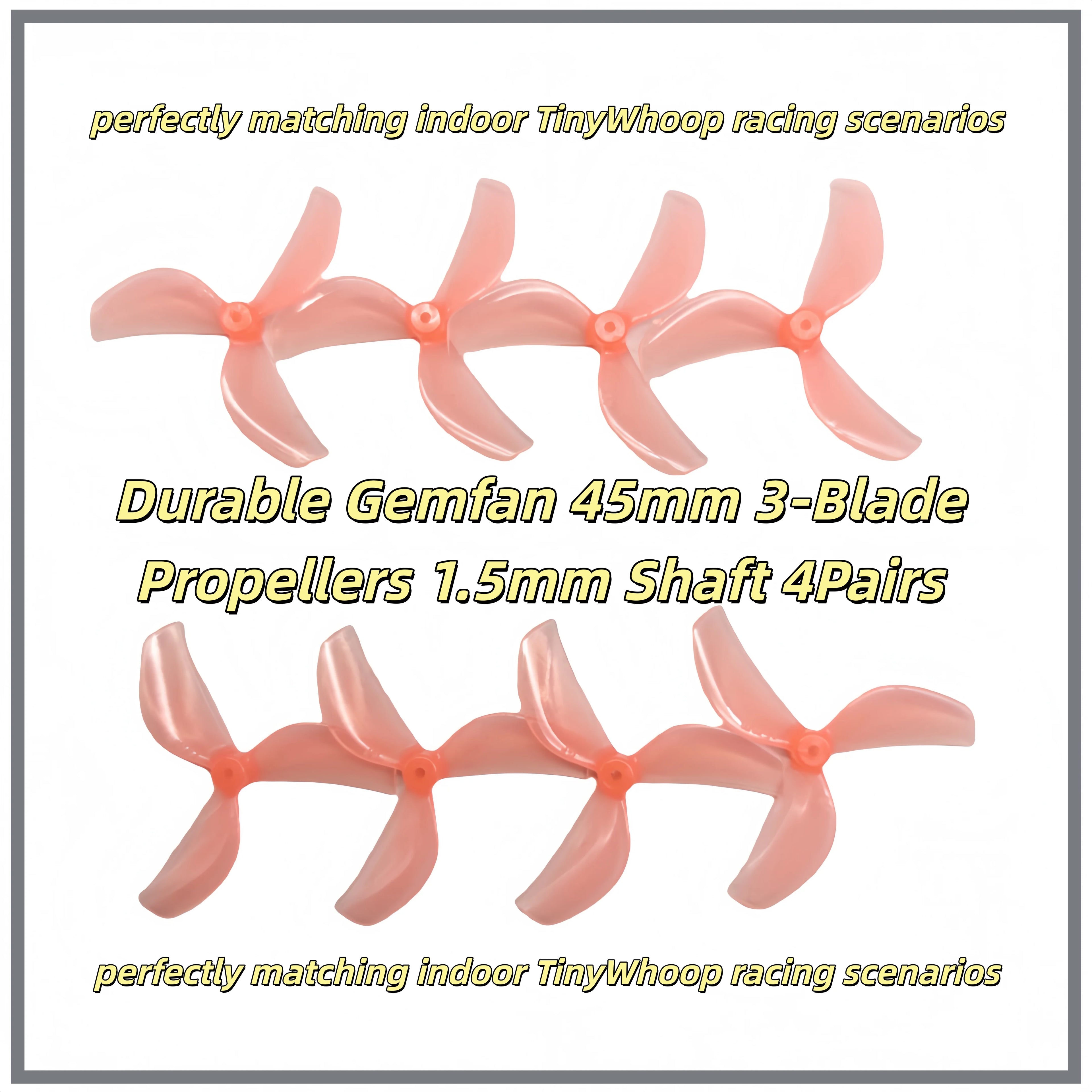 Gemfan 45mm 2/3-Blade Propellers 1.5mm Shaft High Thrust PC Props 4Pairs for 1S Micro Whoop Toothpick Drone Meteor75 Pro