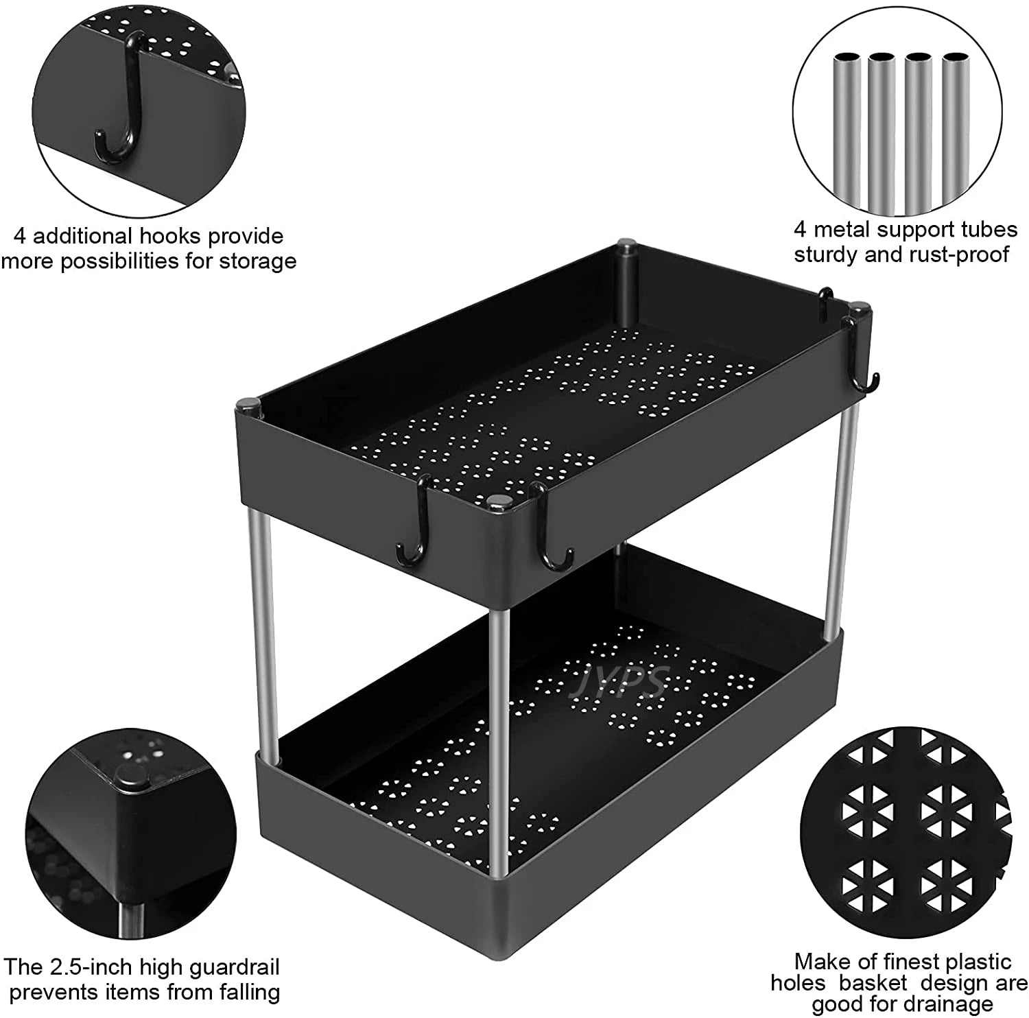 2 Tier Under Sink Organizer Kitchen Organizer Cabinet Storage Rack Multipurpose Rack Under Sink Storage for Bathroom Kitchen