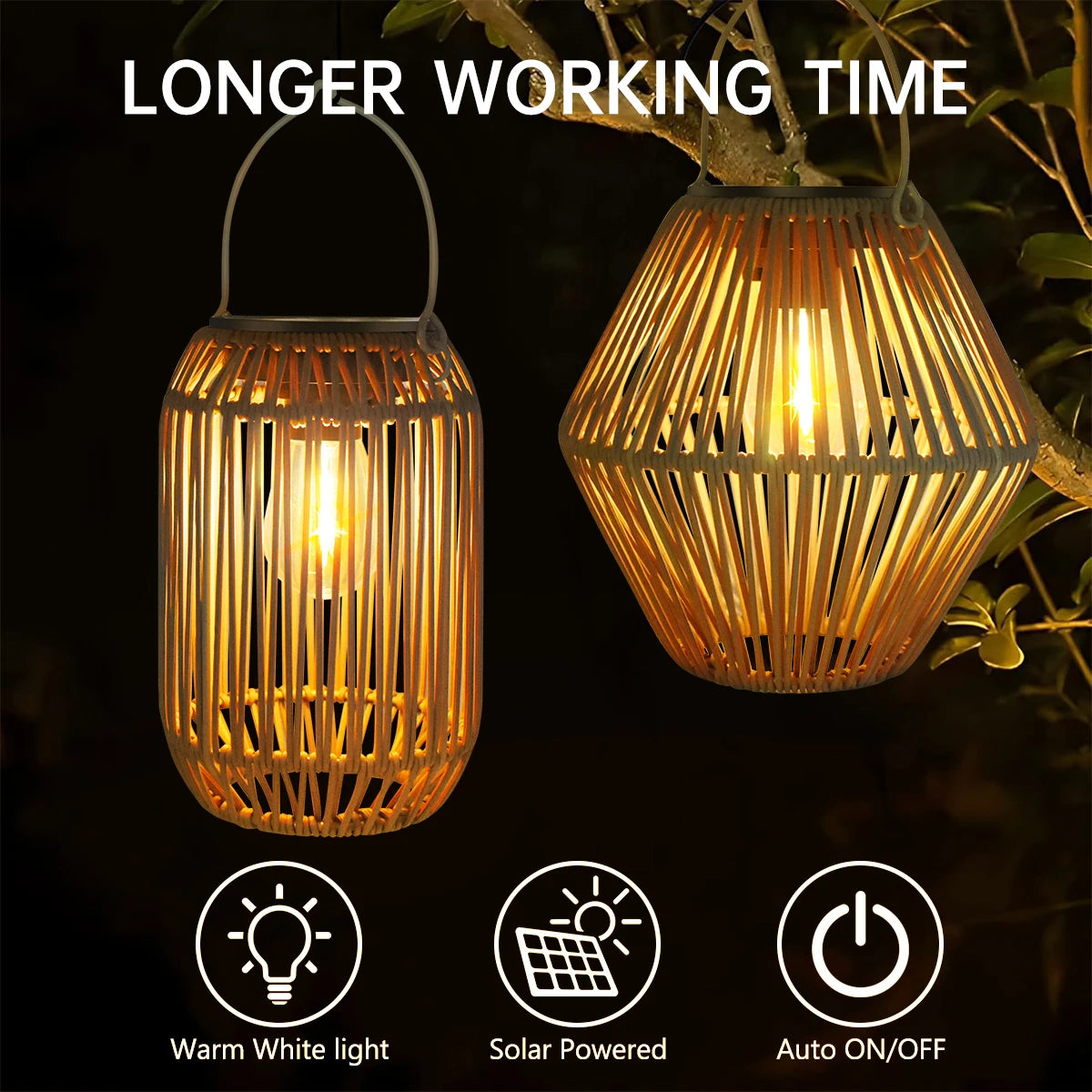 Solar Lanterns Solar Lights Outdoor Waterproof Boho Light for Outside Hanging Rattan Lantern Decoration for Garden Yard Patio