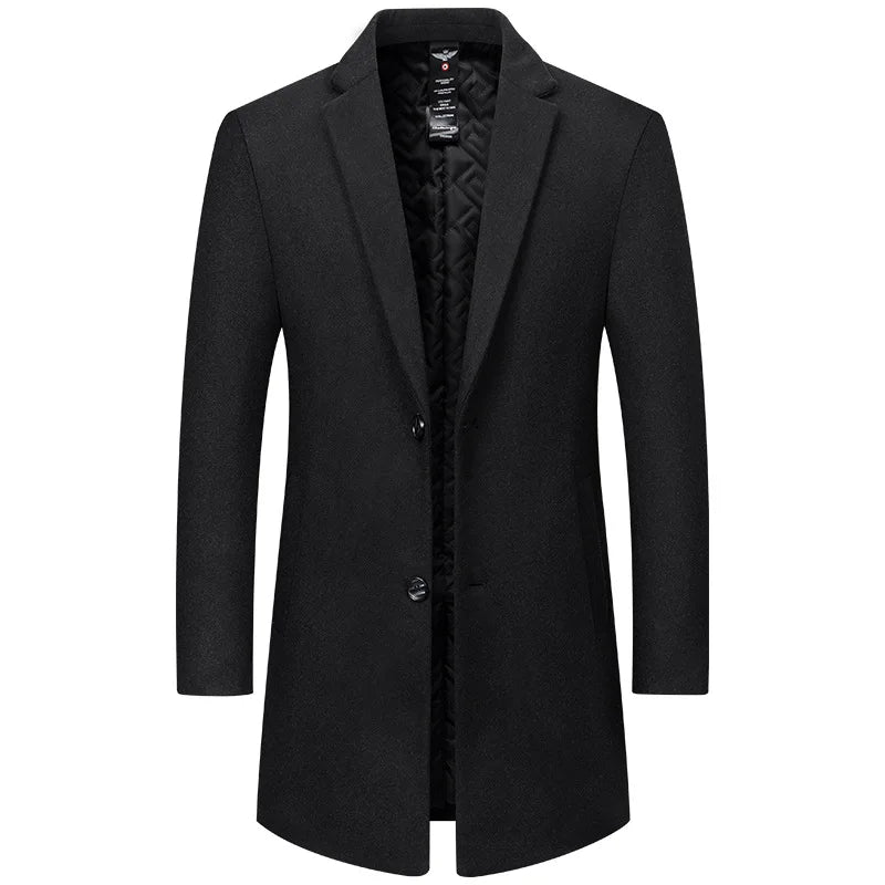 New Men Woolen Business Casual Trench Coats Man Long Jackets Winter Overcoats Male Cashmere Trench Coats Woolen Blends Coats 5XL