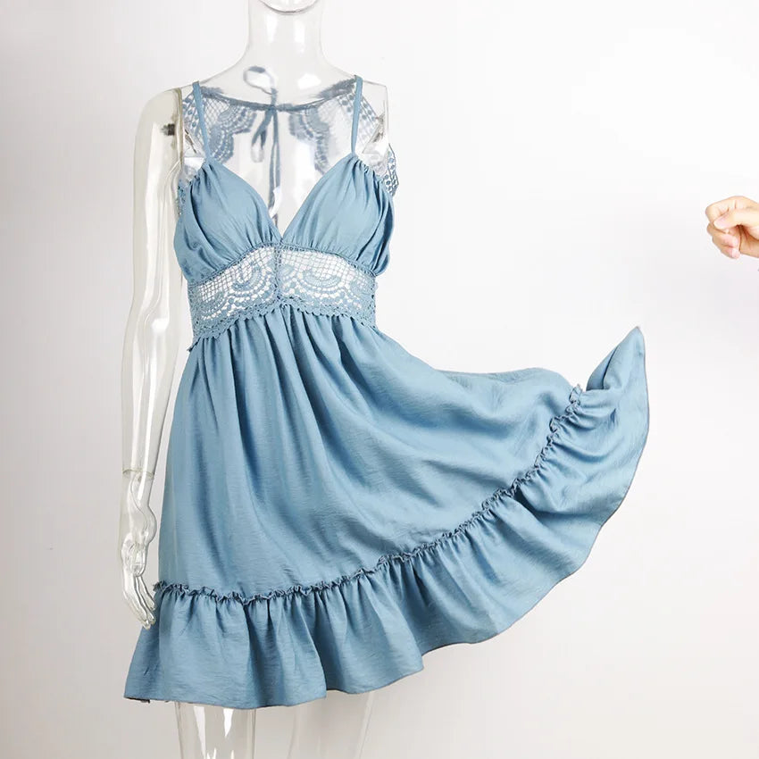 Sexy Strapless Floral  Waist Dress Cross-Border Elegant Cotton Blend Wrap Chest Style No Sleeve Summer New Arrival
