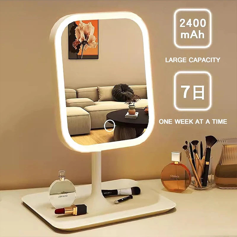 Makeup Vanity Mirror with Lights 3 Color Tabletop Lighted With Smart Touch Control, Light Up With Storage Tray & 270° Rotation