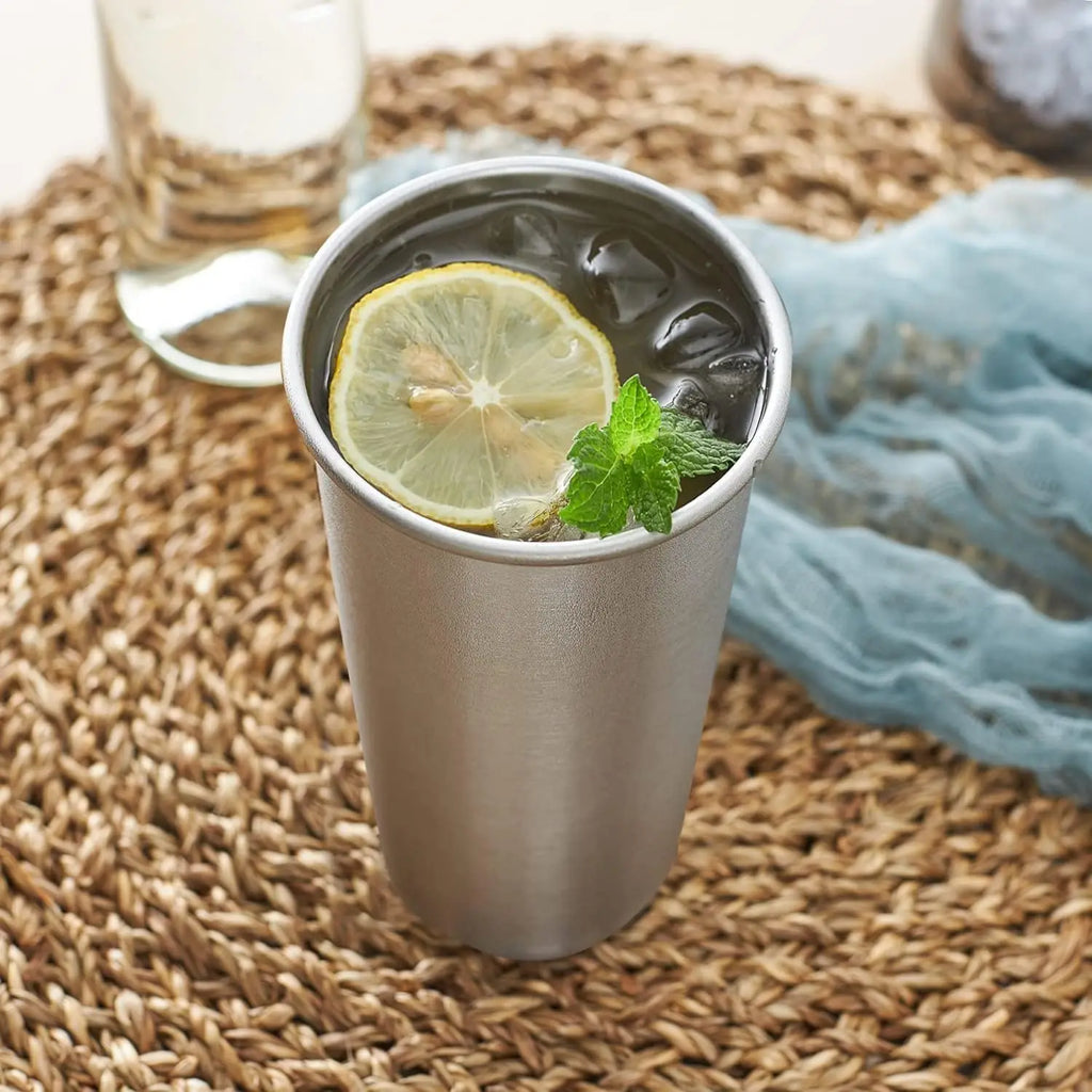 4 Pack 24oz 700ml Stainless Steel Pint Cup,Healthy Unbreakable and Stackable,Metal Drinking Glasses