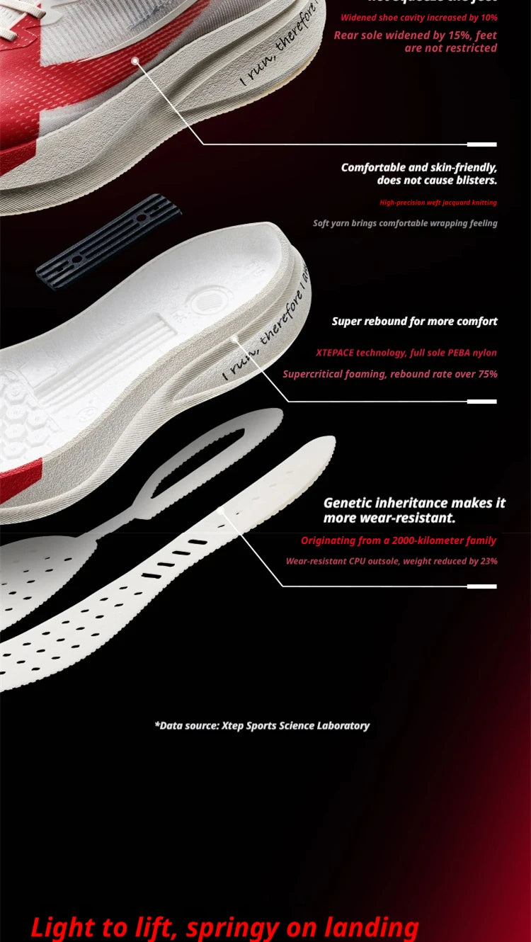 XTEP 2000KM PRO Running Shoes For Men 2026 Spring Soft Durability Stability Comfort Lightweight Male Sports Sneaker 874219110026