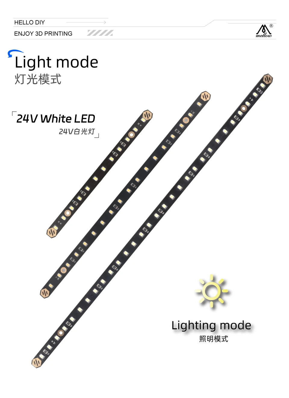Mellow 2Pcs Daylight PCB Kit 5V RGB / White LED Bar For 3D Printer Voron 0.1/0.2 2.4 Trident 350/300/250 Micron+ Lamp Bar