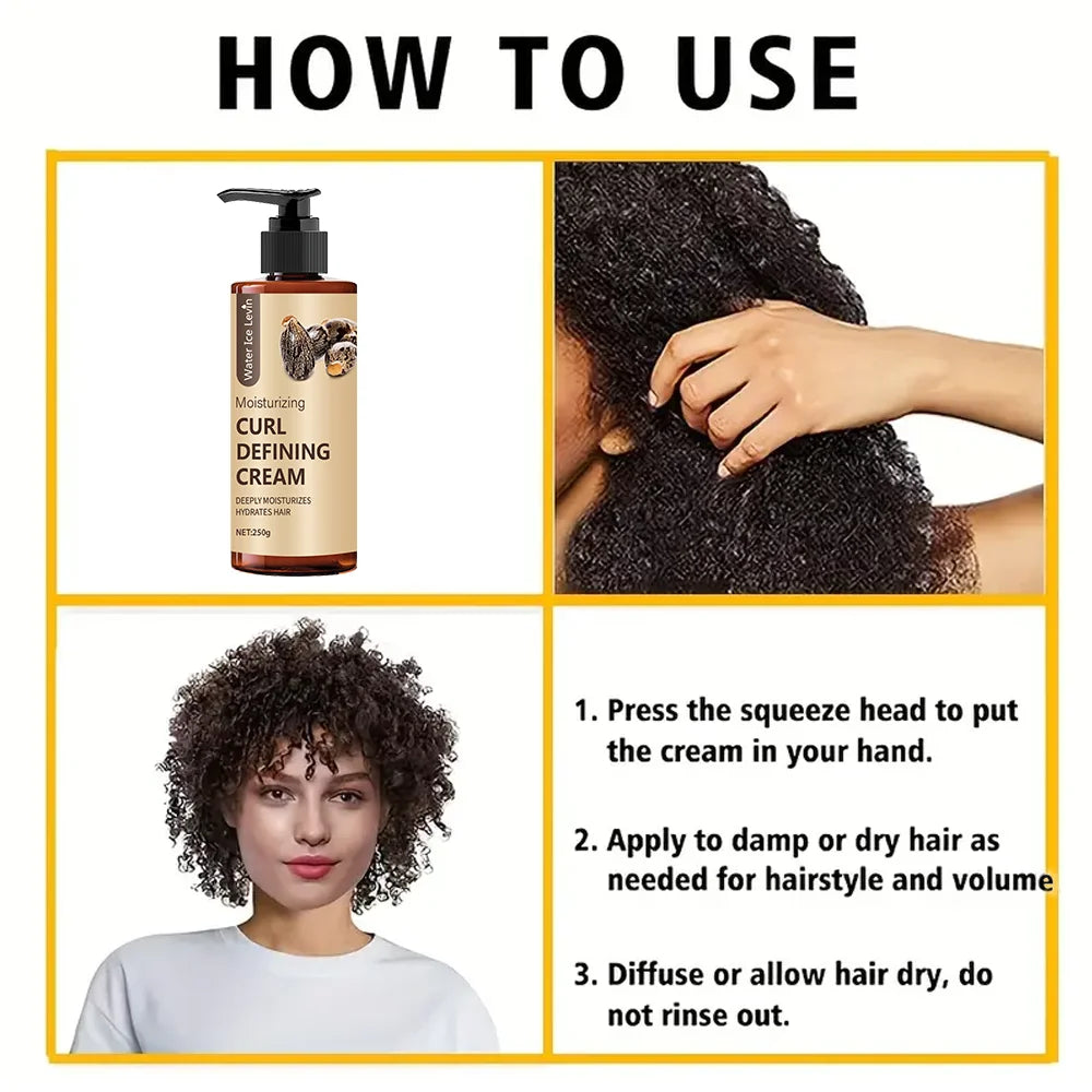 Perm, Latin curls, braids, curling styling cream, gives hair a natural, voluminous and long-lasting style, moisturizes and nourishes, suitable for wavy and curly hair, protects hair