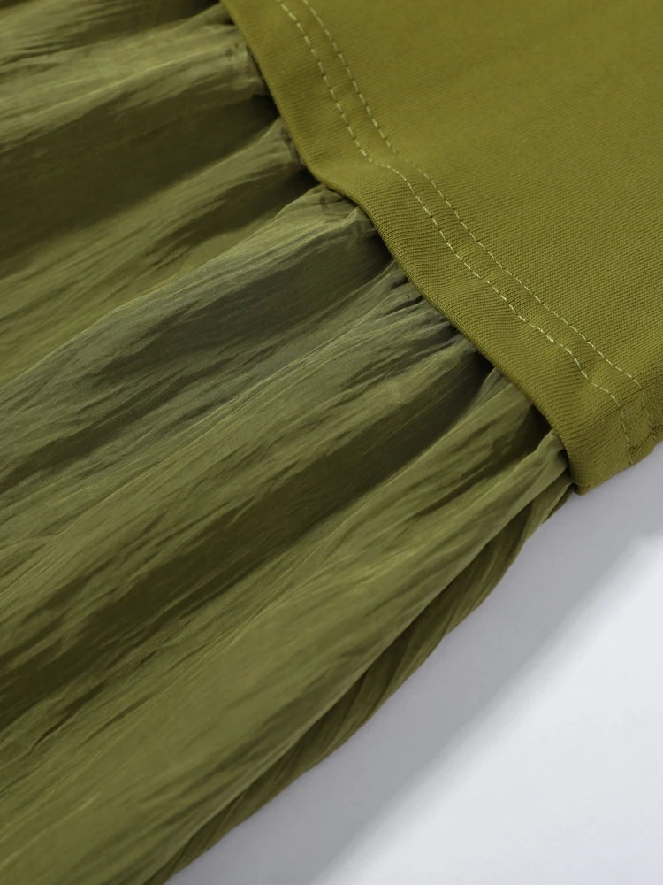 Fashion Solid Women Patchwork Dress Short Sleeve Round Neck Loose Female Dress Casual Office Streetwear Commute Summer 2026
