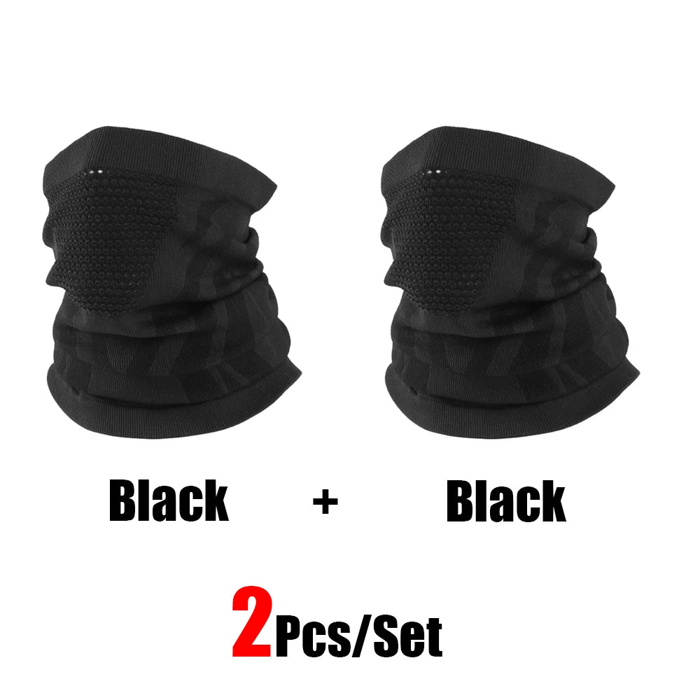 2Pcs/Set Unisex Winter Warm Skiing Mask Elastic Breathable Outdoor Sports Running Fishing Multi-Functional Neck Warmer Headscarf