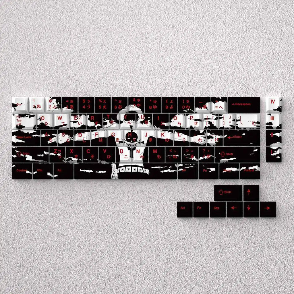 73 Keys Ace Keycaps Anime Key Cap Set Cherry PBT Engraved Side Light Transmission 74 Keys for Mechanical Keyboard 61/65/68
