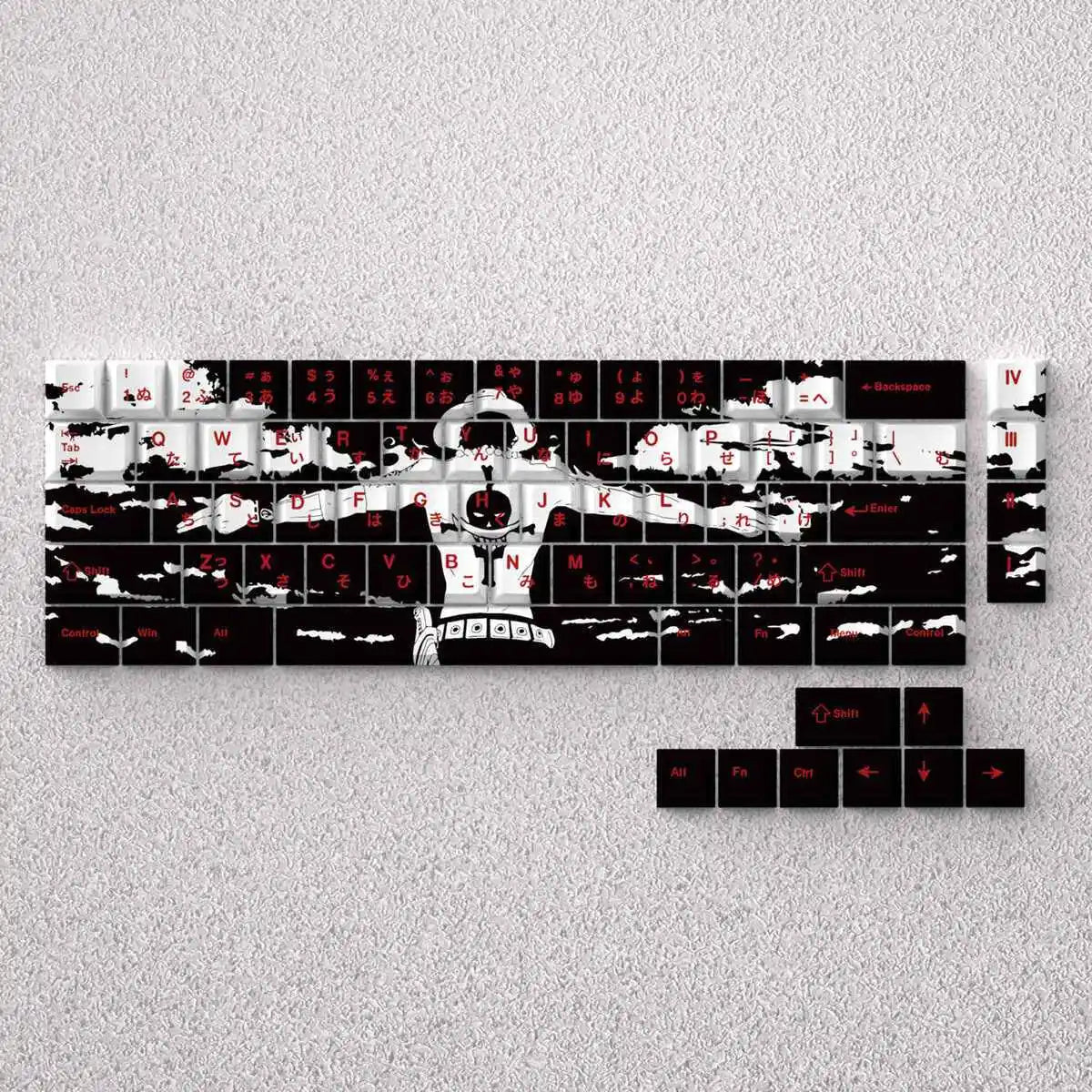 73 Keys Ace Keycaps Anime Key Cap Set Cherry PBT Engraved Side Light Transmission 74 Keys for Mechanical Keyboard 61/65/68