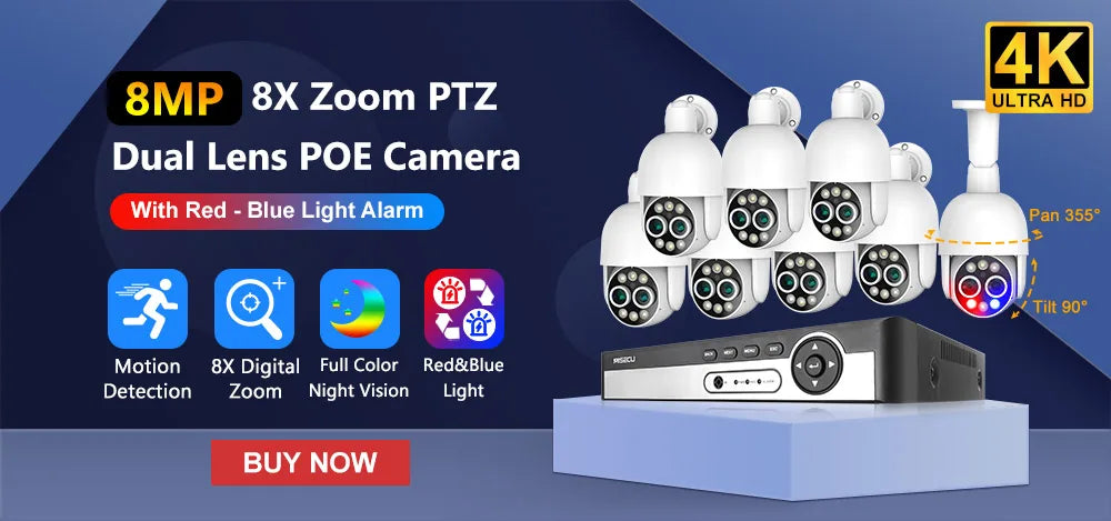8CH 5MP POE Dome Security Camera System IP Camera Vandal-proof Indoor Home CCTV Video Record Surveillance Protection Kit