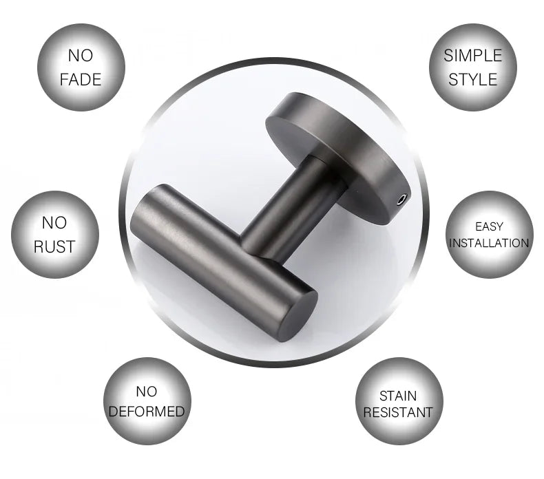 Bagnolux Stainless Steel Gun Gray Black Polished Chrome Brushed Gold Hanger Hook Towel Bar Paper Holder STURDY HANDS