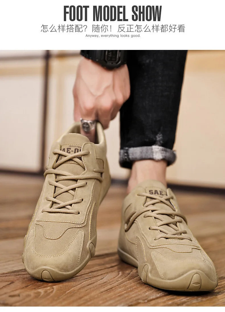 Men's Shoes New Fashion Breathable Non-slip Wear-resistant Outdoor Casual Mid-Top Lace-Up Sneakers