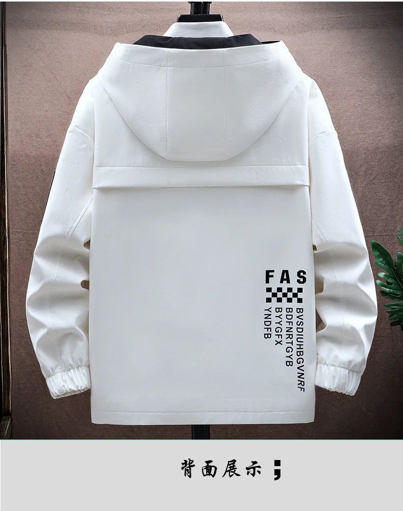 Fashion Men's Casual Hooded Jackets & Coats 2026 Spring Autumn Youth Streetwear Loose Windbreaker Quality Outdoor Tops Clothing