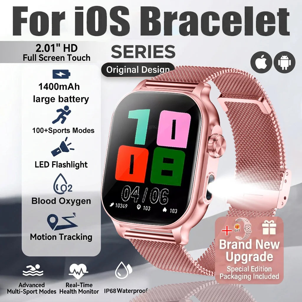 New1400mAh Military Grade Smart Watch 600 hours Battery Life 5ATM Waterproof BT Call Alert LED Flashlight 100+Sports Watches Men