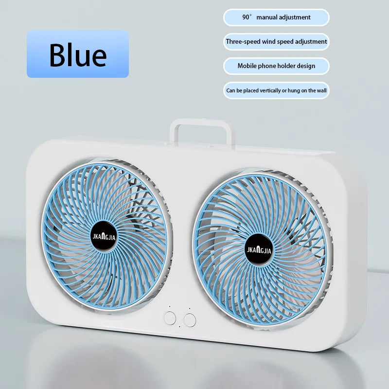 Double Head Fan Air Circulation Fan Dormitory Home Silent Charging Desktop Wall Mounted Super Strong Small Electric Fan