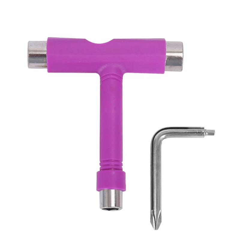 Skate Tools Multi-Function Portable Skateboard T Shape Accessory with Allen Key Phillips Head Wrench Screwdriver Tools Parts