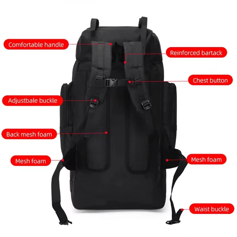 Outdoor Climbing Backpack Large Capacity Outdoor Travel Sports Luggage Bag Hiking Trekking Camping Mountaineering Men Rucksack