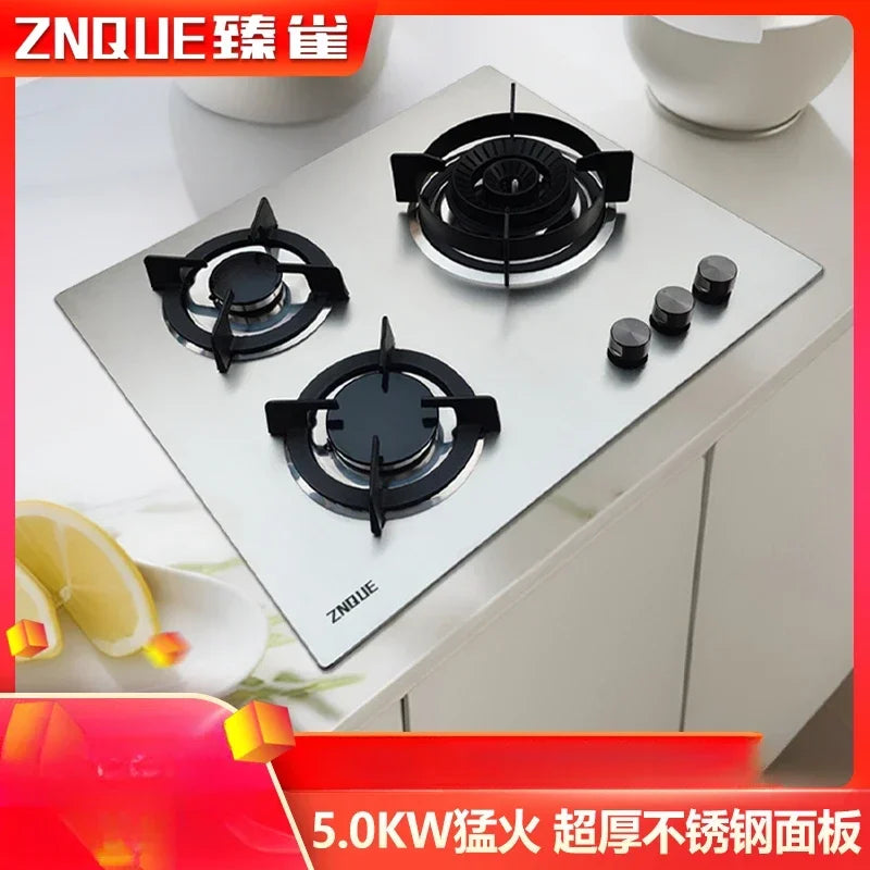 3-Burner Stainless Steel Gas Hob European Style Built-in Natural Gas Kitchen Stove