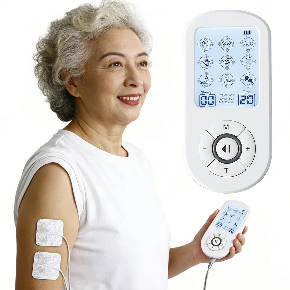 Professional 36 Modes TENS Pulse Rechargeable Machine EMS Muscle Stimulator Back Waist Body Massage Relax Electrostimulator Use
