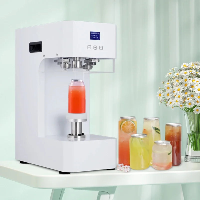 High Efficiency Automatic Beverage Can Sealing Equipment Plastic Metal Milk Tea Soda Can Packaging Machine