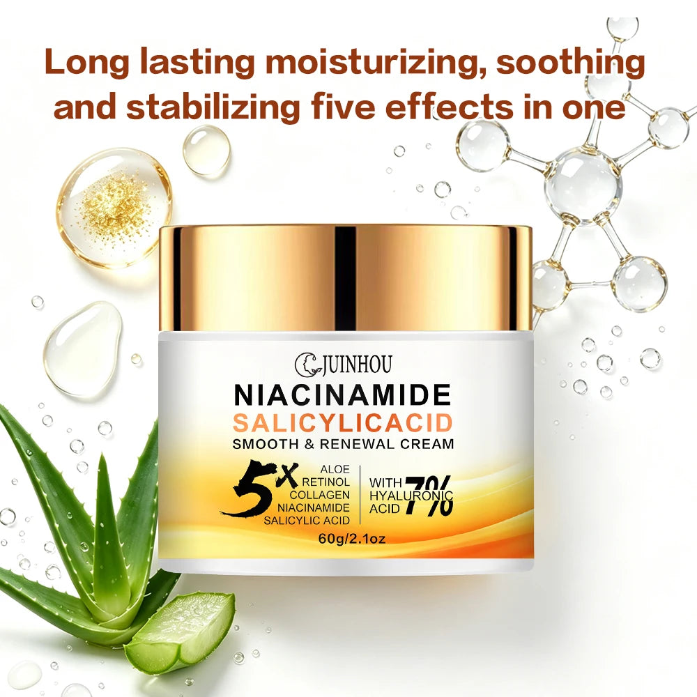 JUINHOU Facial Cream 5% Niacinamide 2% Salicylic Acid Oil Control Pore Cleansing Smooth Uneven Skin Daily Facial Moisturizer