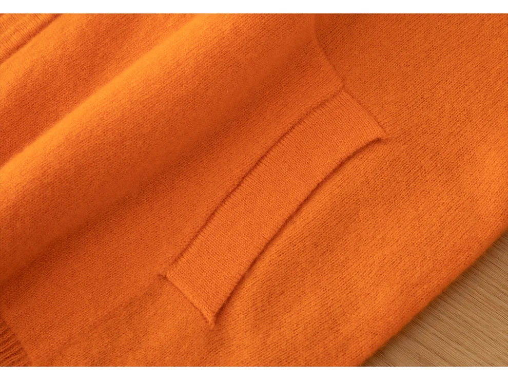 Double-Sided Cashmere Hooded Cardigan For Men Autumn And Winter Wearing Sweater Thickened Pure Wool Knitted Loose Zipper Coat