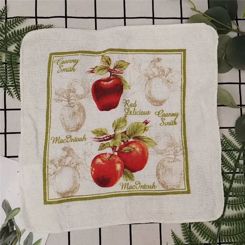 5Pcs Random 20x20cm Small Square Tea Towels Terry Cotton Printed Absorbent Kitchen Dishcloth Party Gift
