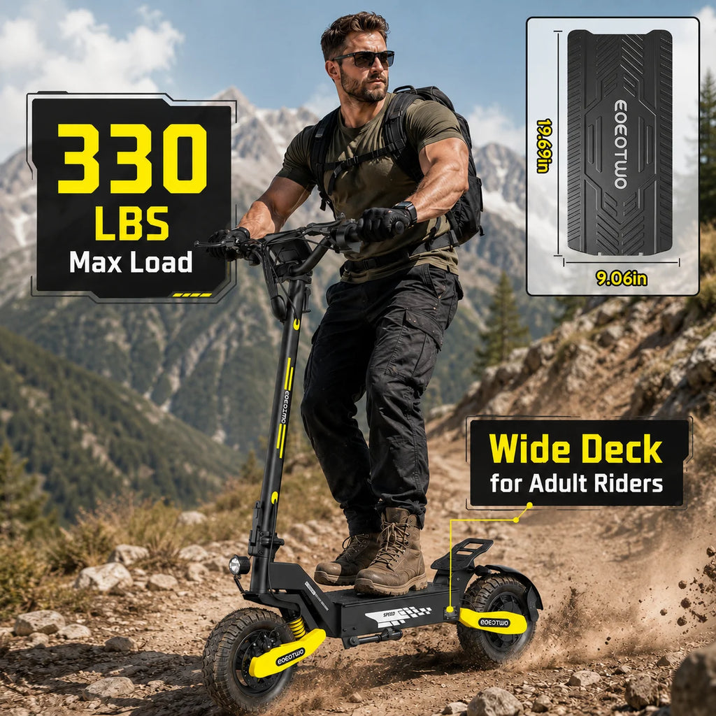 EOEOTWO 1200W Off Road Electric Scooter for Adults 48V Long Range E-Scooter 30MPH Fast Speed 11" Tubeless Tire Foldable Kick Scooter